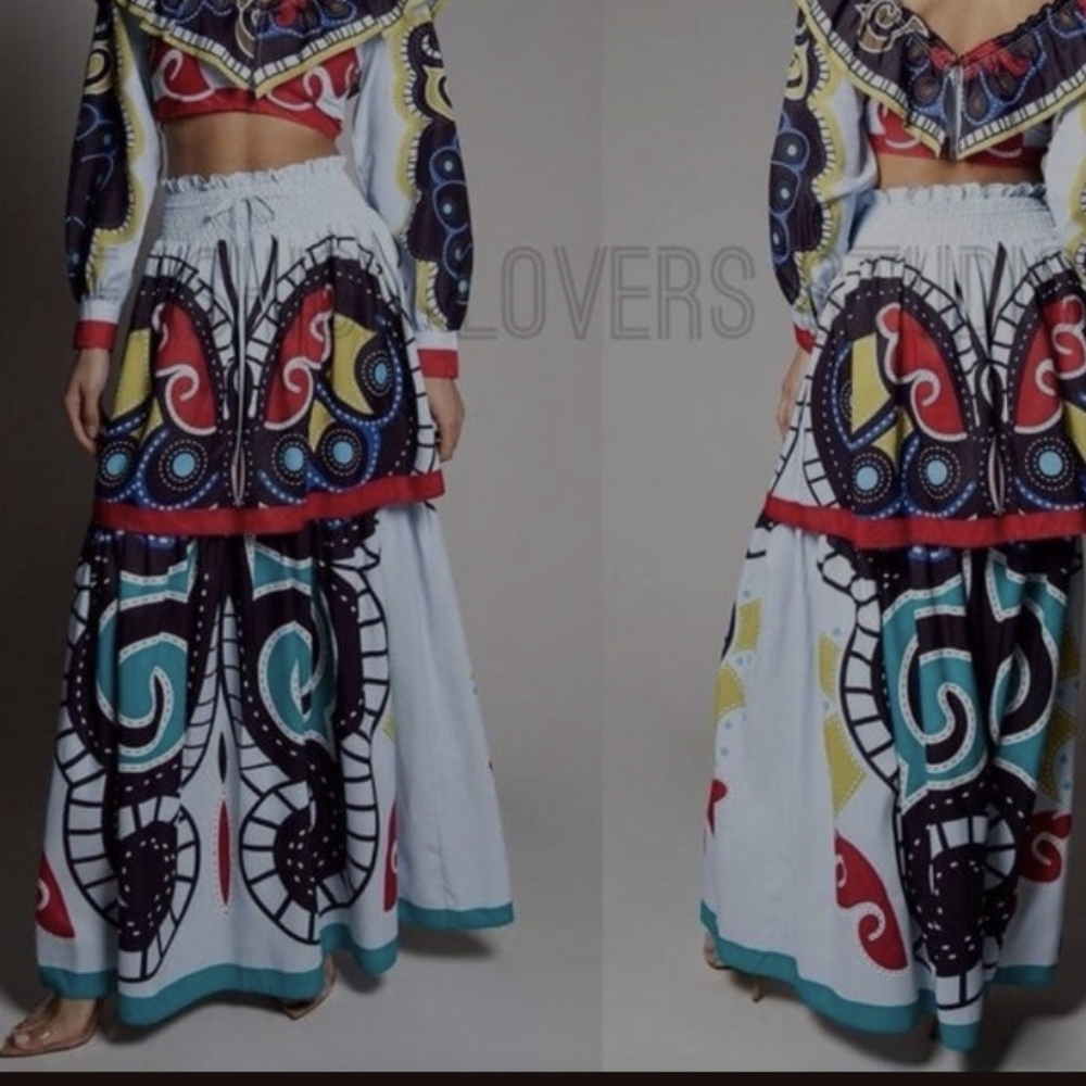 L'ATISTE Multicolor Patterned Skirt